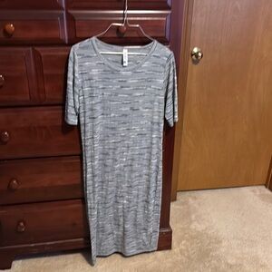 Gray Striped Midi Dress